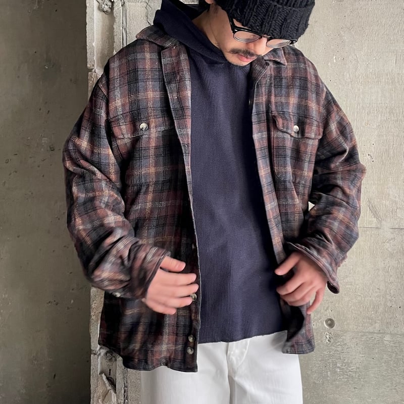 90's Eddie Bauer plaid pattern open collar shir