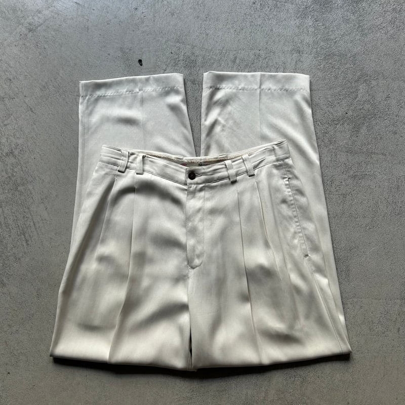 90s tommy bahama 2tuck silk slacks “white” | su