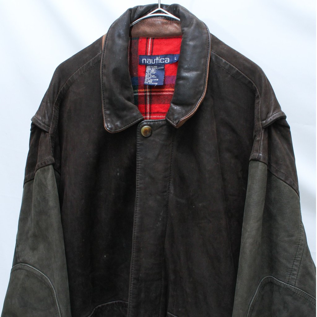 nautica ヴィンテージ A-2 レザージャケット Vintage Nautica brown leather jacket mens 46 genuine leather 90's