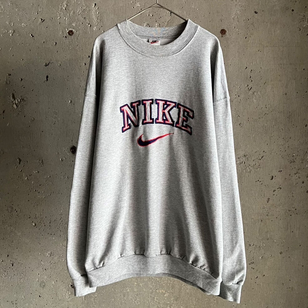 90-'s usa製 Nike ナイキ swoosh L/S スウェット 短丈M 90s USA製 NIKEナイキ スウッシュ ワンポイント スウェット 緑