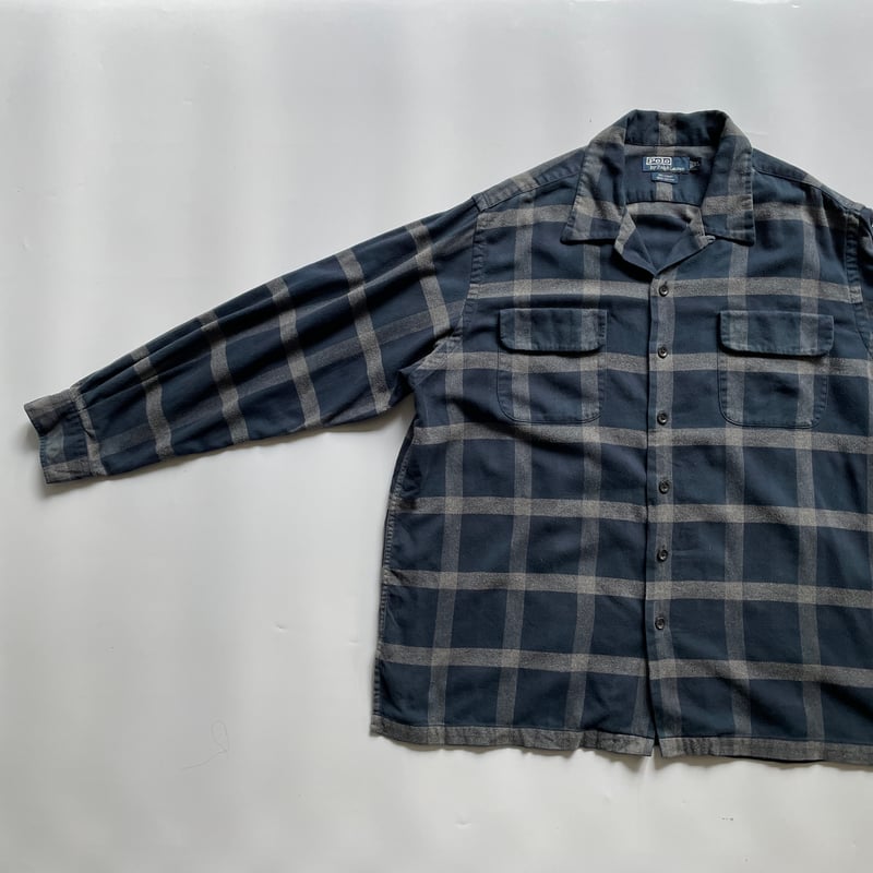 90s ラルフローレン SKI CAMP ネルシャツ 開襟 BOX 好配色 L 1990's Deadstock Polo by Ralph Lauren 