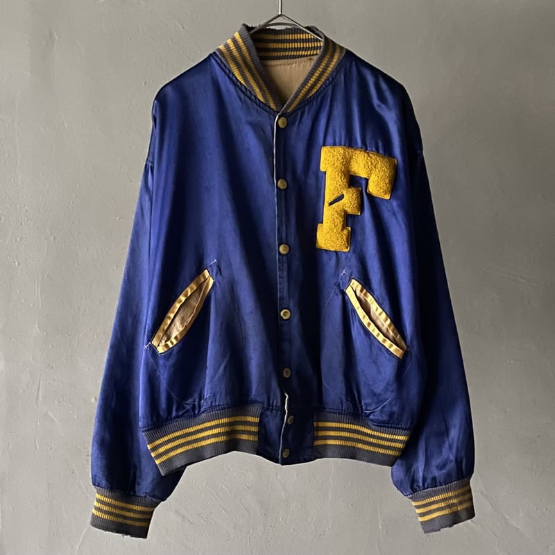 50s~ Satin×cotton reversible varsity jacket | s 50s~ Satin×cotton reversible varsity jacket | s