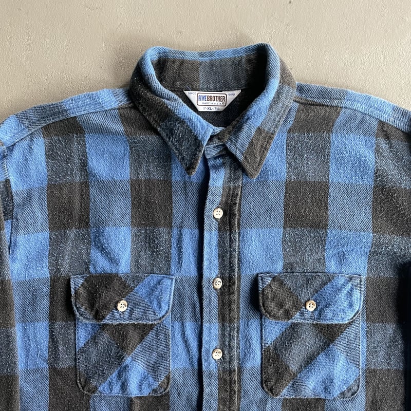 80s Five brother block check flannel shirt | su
