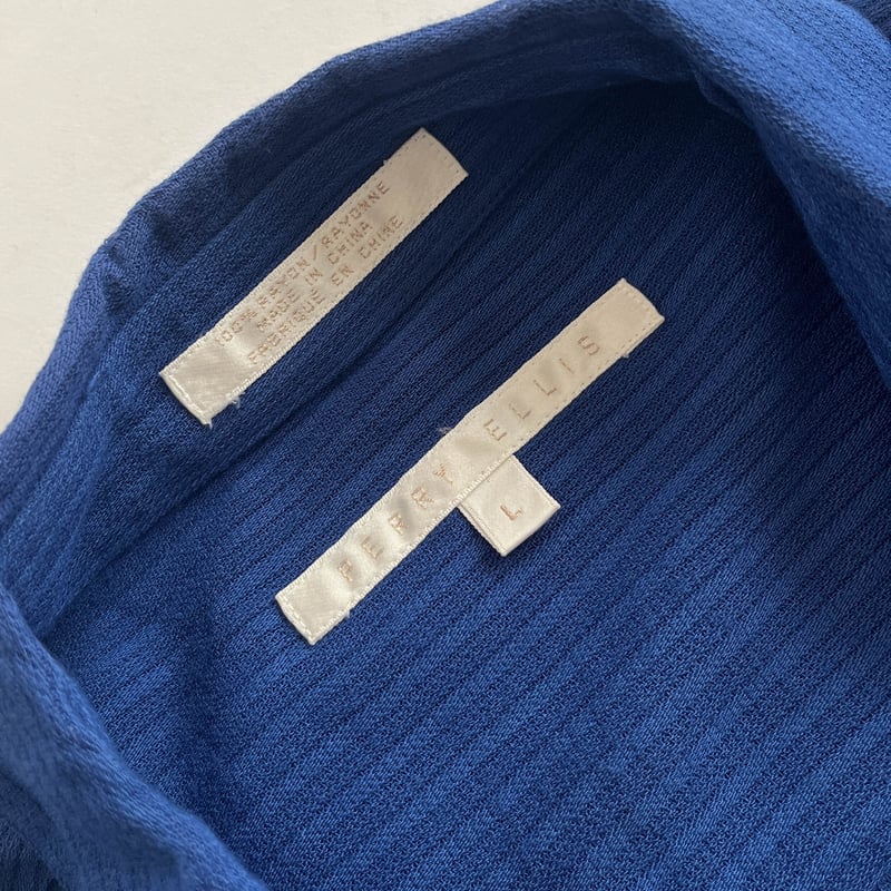 90s Perry ellis stripe pattern rayon L/S shirt