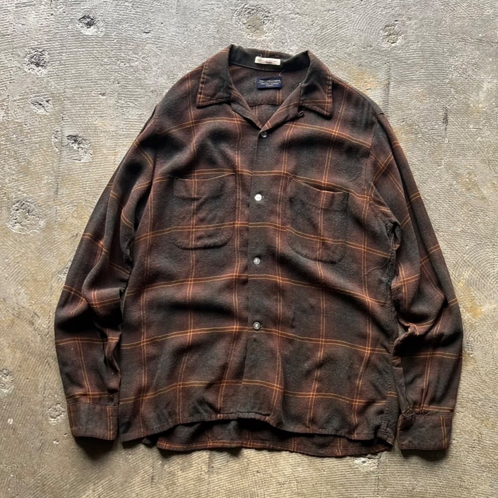 トップス VAN HEUSEN ombre check rayon shirt トップス VAN HEUSEN ombre check rayon shirt 1960's