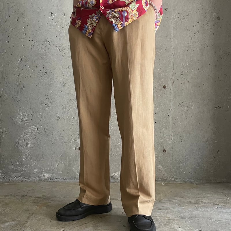 90s POLO by Ralph Lauren リネン×シルク　スラックス USED】90s POLO RALPH LAUREN SILK LINEN PANTS W36/L34 - 毎日を
