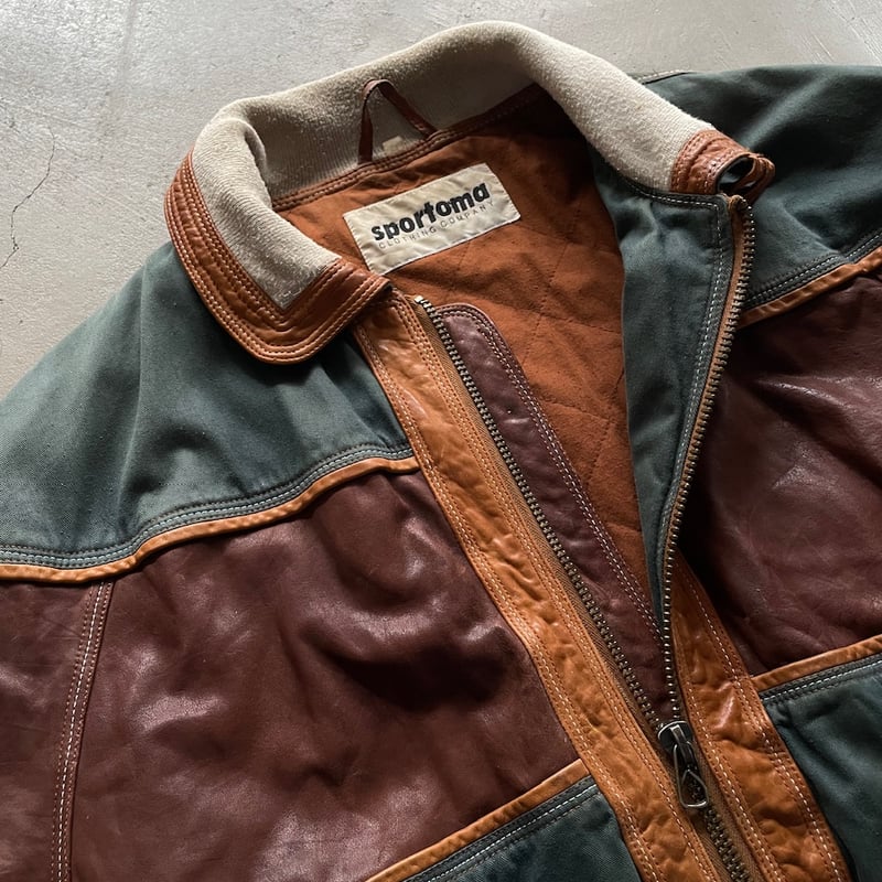 90s sportoma cotton×leather jacket | sui & shara