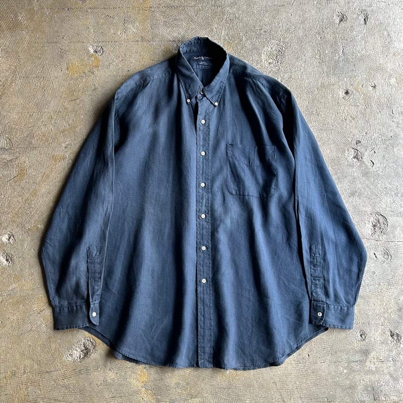90s Ralph Lauren BLAKE リネンシャツ ブラック 90s ralphlauren blake シルクリネン 長袖シャツ ブラック XL