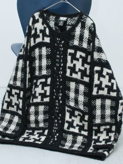90年代 ダナキャラン ニット（90s DKNY all-over pattern hand knit sweater｜ダナキャラン）