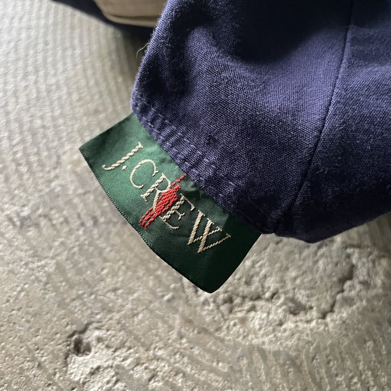 jcrew 名作コットンアノラック　ワントーン　レアカラー 90s J.CREW 2 Tone Cotton Anorak Parka 紺白 XL ジェイクルー