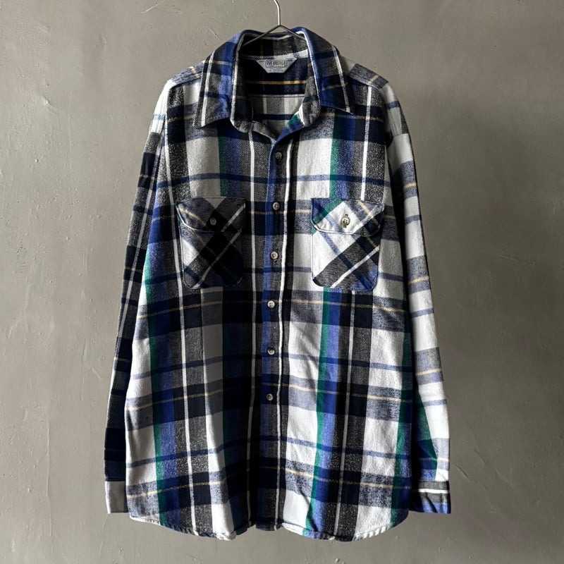 80s Five brother plaid flannel shirt “TALL MAN”