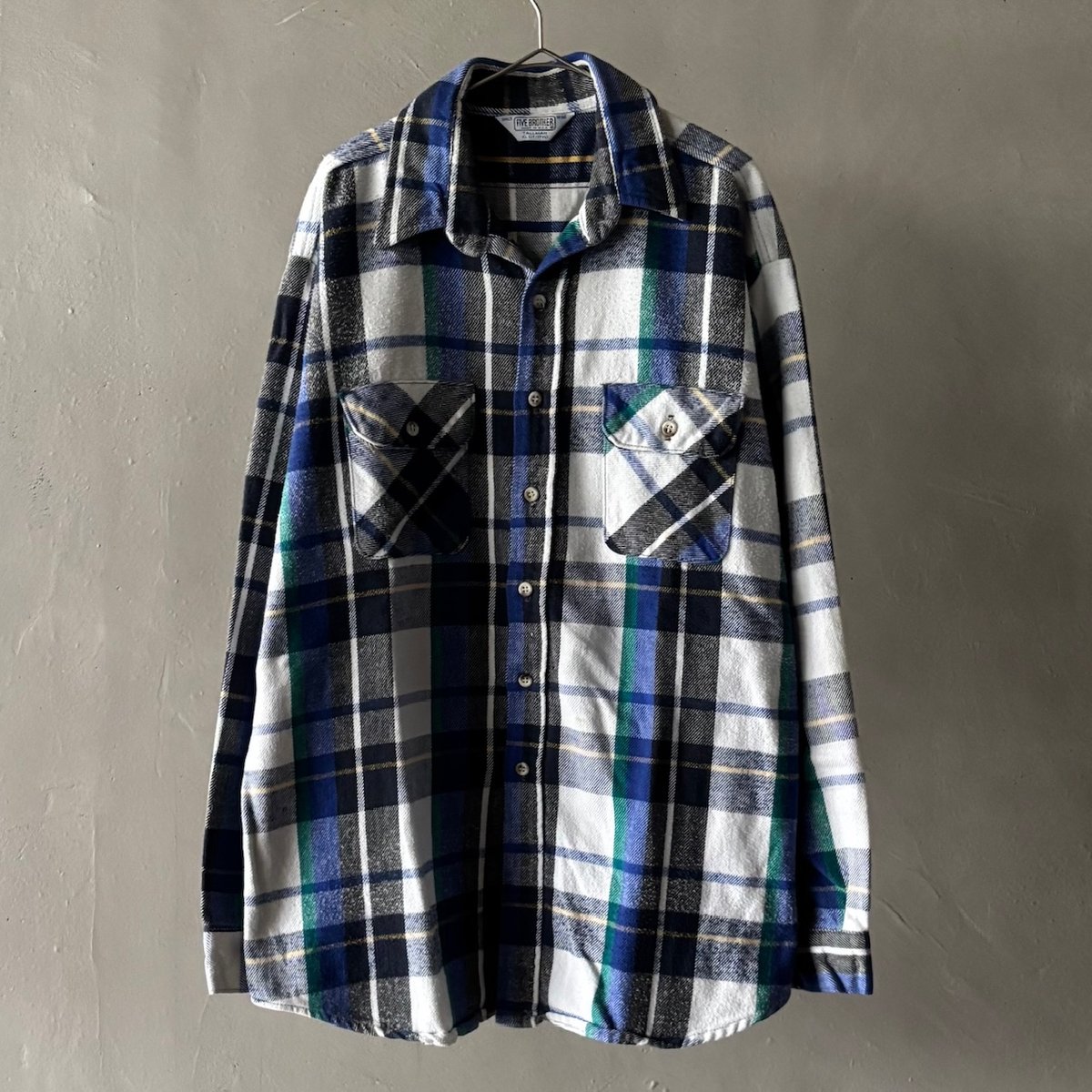 80s Five brother plaid flannel shirt “TALL MAN”