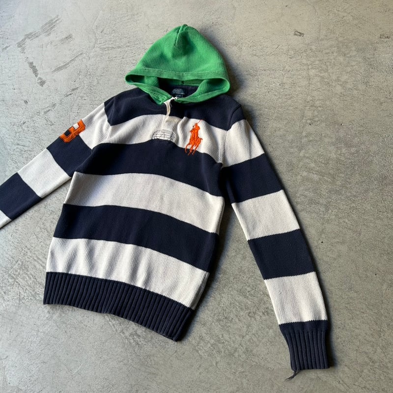 90s Polo Ralph Lauren striped knit hoodie | sui