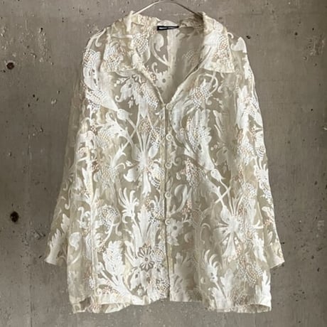 total pattern see-through shirt jacket