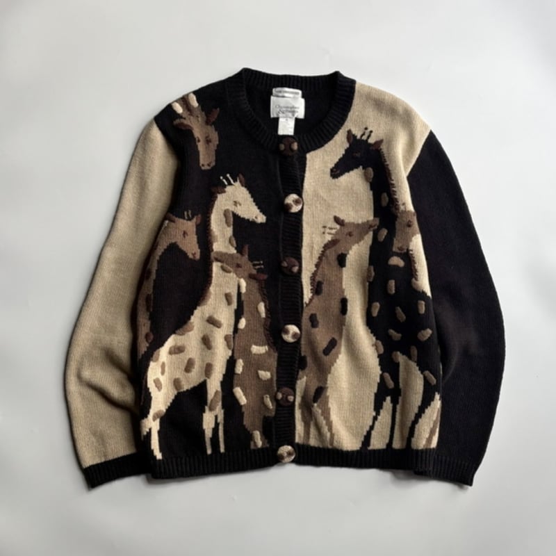 90's “giraffe pattern” hand knit cardigan | sui
