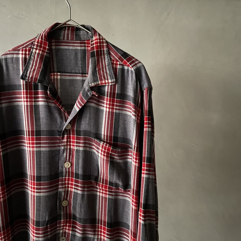 トップス 50s-60s Open Collar Check Shirt 60s Check pattern open collar rayon shirt | sui