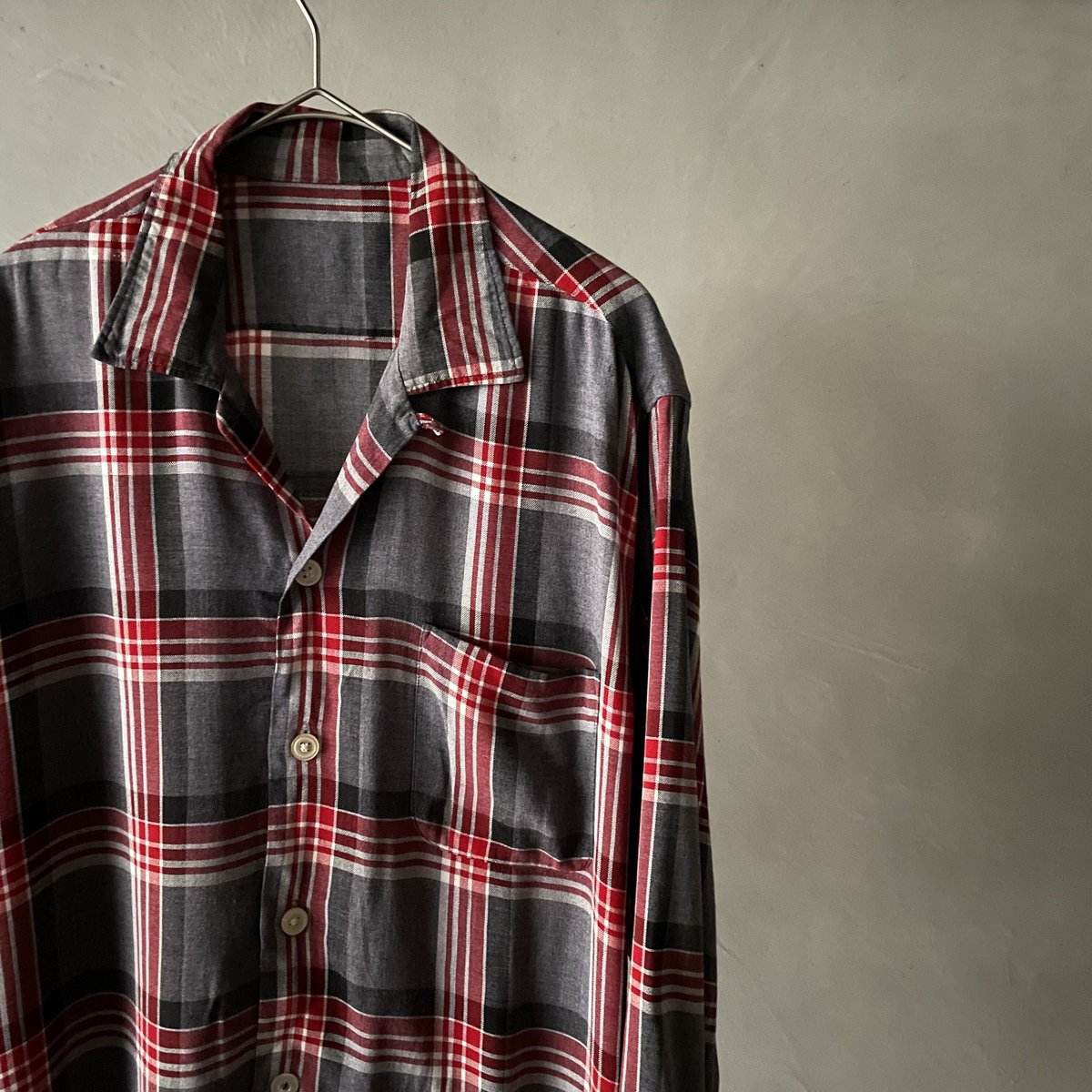 トップス blocks60s vintage open color shirt check 60'-70'S TOWNCRAFT OMBRE CHECK OPEN COLLAR SHIRT | THE