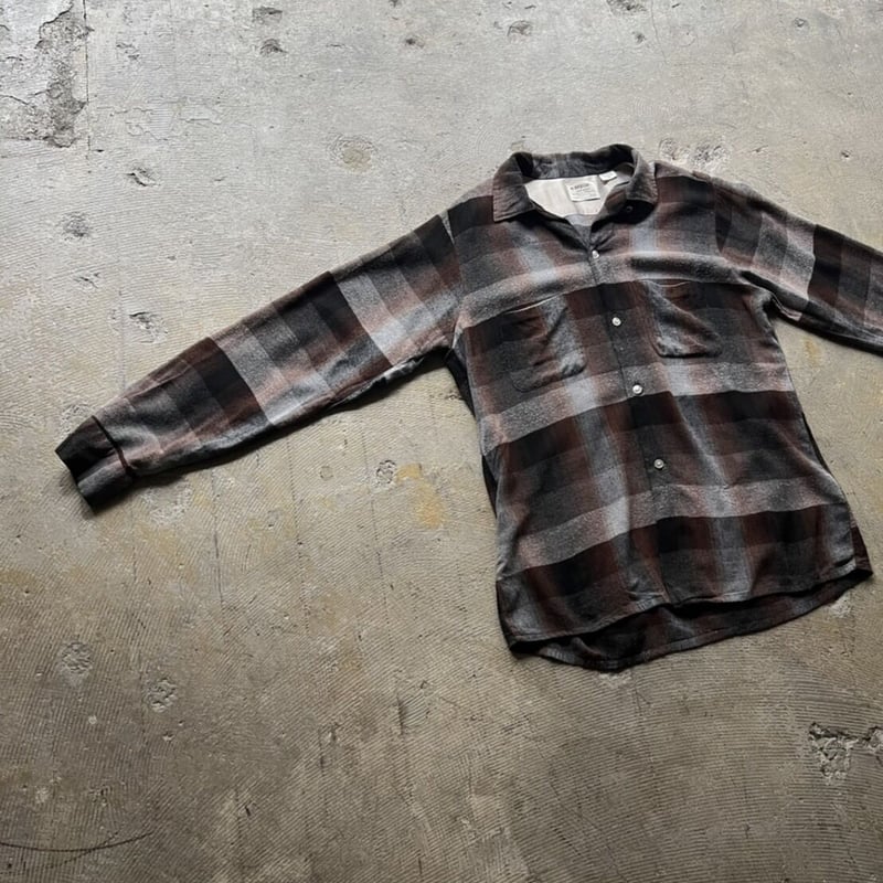 60s ARROW ombre check pattern open collar rayon 60s ARROW ombre check pattern open collar rayon
