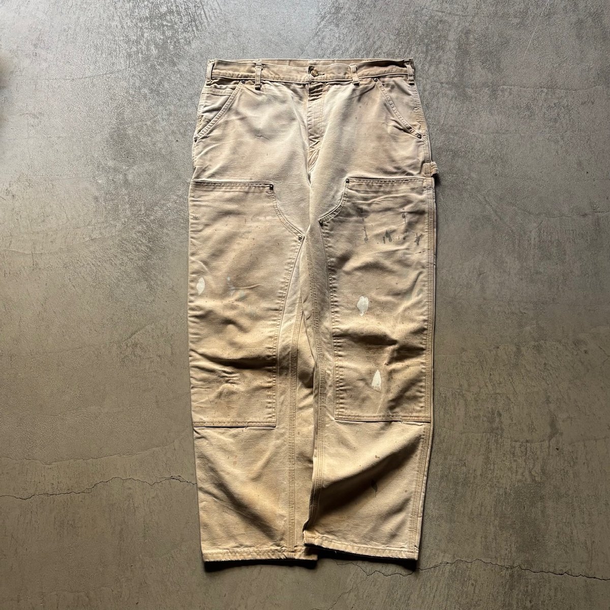 Carhartt Original Dungaree Fit Double Knee Duck Painter Pants, Men's, W35 equivalent cotton brown type Vintage Second Hand