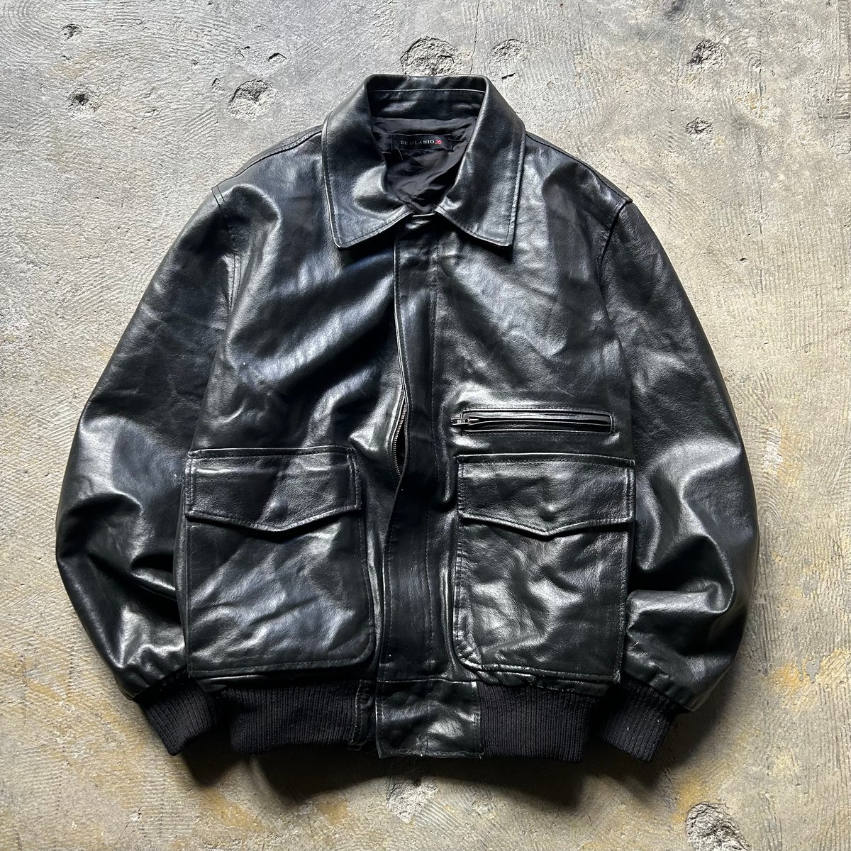 zealzip 留まっ 90s レザー フライトジャケット A2 短丈 ブラック zealzip 留まっ 90s レザー フライトジャケット A2 短丈 ブラック