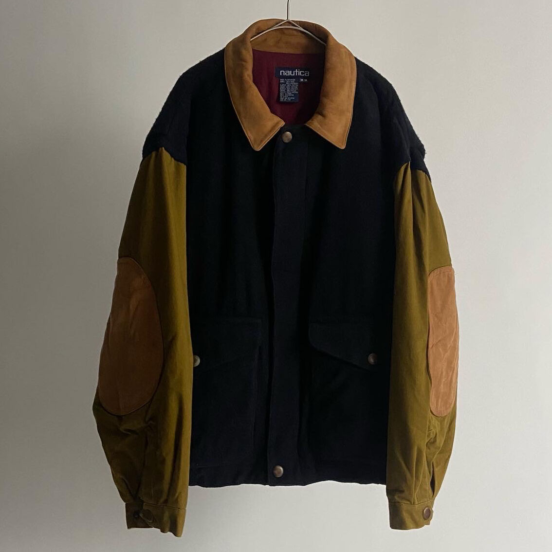 90s Nautica wool/cotton switching sleeve design