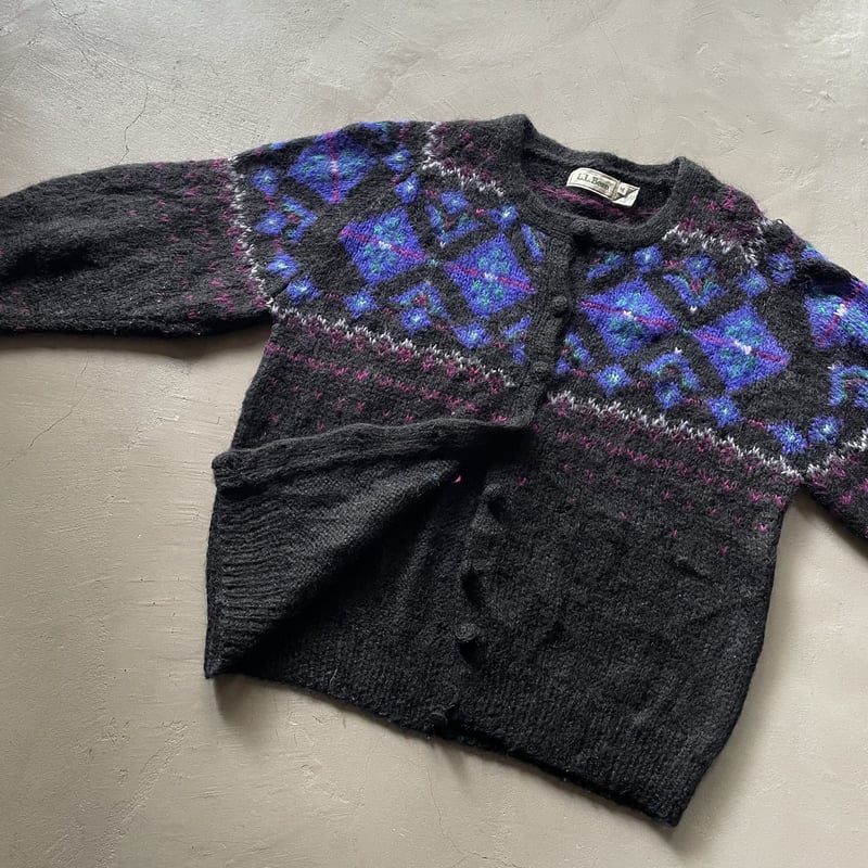 80s L.L.Bean fair isle pattern mohair knit card
