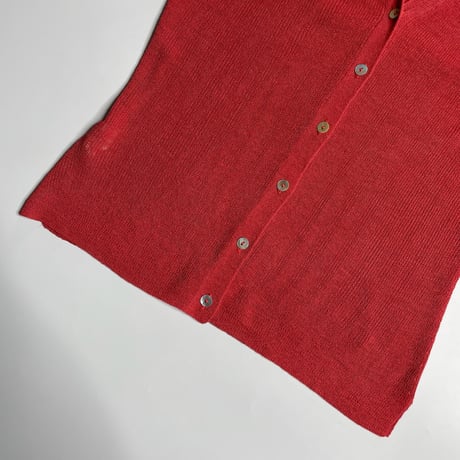 textured sheer knit polo cardigan