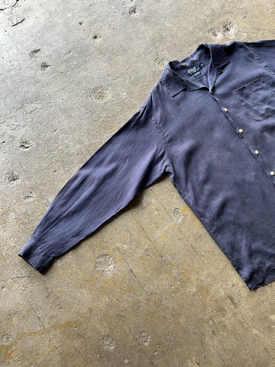 90s Ralph Lauren open collar L/S linen shirt 