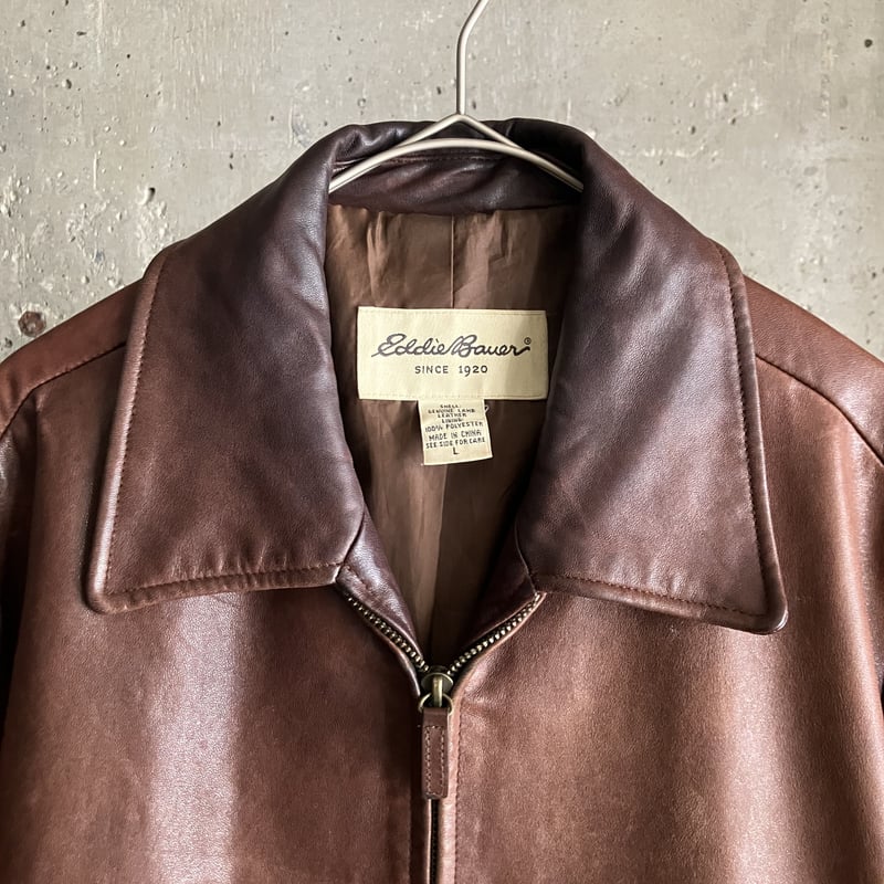 1*0様 90s Eddie bauer real leather car co Vintage 90s Brown Eddie Bauer Leather Jacket (M) – Rebalance