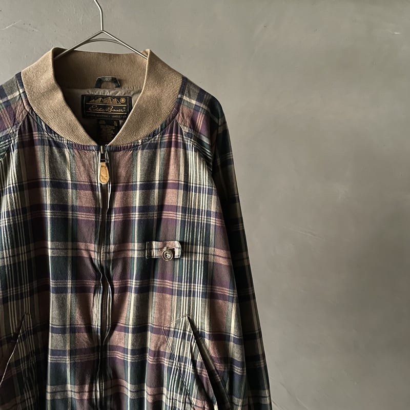 80s Eddie bauer check pattern bomber jacket | s 80s Eddie bauer check pattern bomber jacket | s