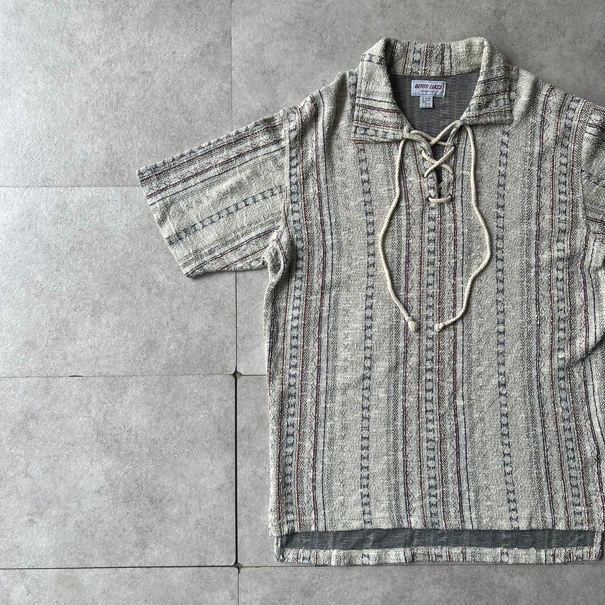 90s Berto Lucci mulch stripe race up shirt | su