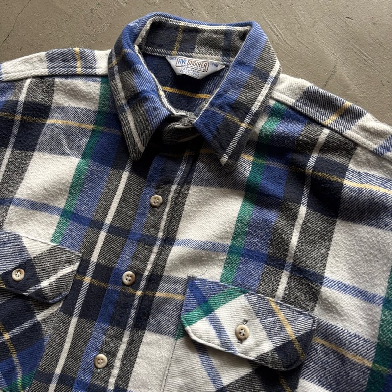 80s Five brother plaid flannel shirt “TALL MAN”