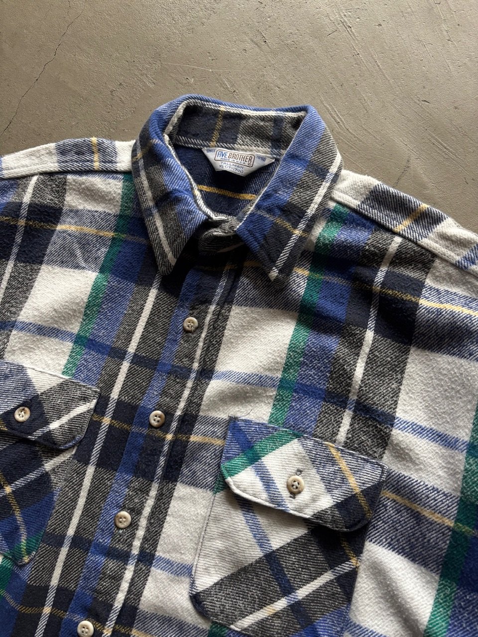 80s Five brother plaid flannel shirt “TALL MAN”