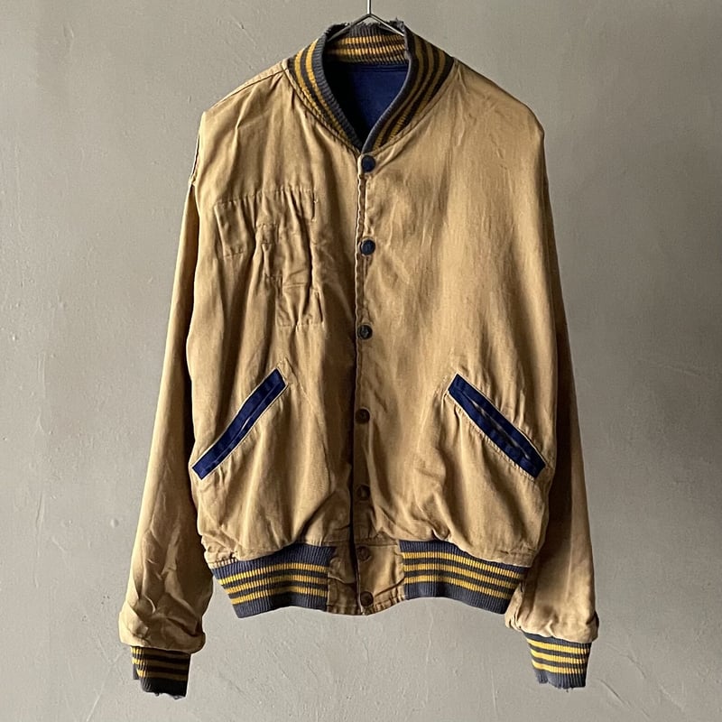 50s~ Satin×cotton reversible varsity jacket | s 50s~ Satin×cotton reversible varsity jacket | s