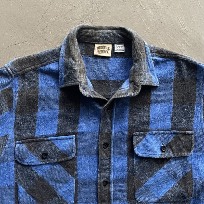 90s Five brother block check flannel shirt | su 90s Five brother block check flannel shirt | su