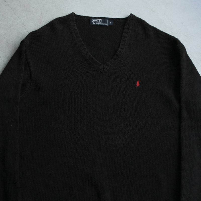 90s Ralph lauren V-neck cotton knit sweater | s