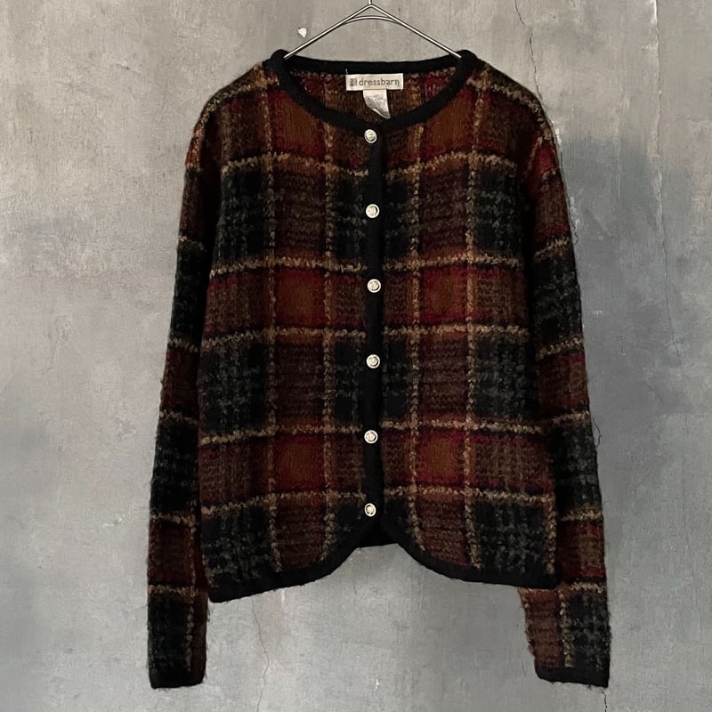 90s dressbarn check pattern mohair cardigan | s