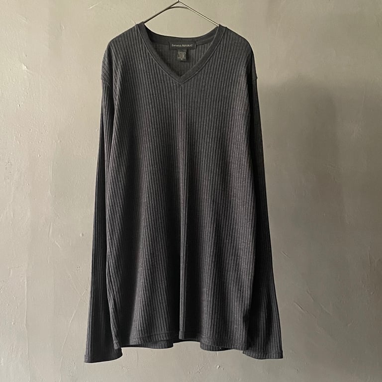 00s Banana republic polyester×rayon V-neck knit｜バナナリパブリック