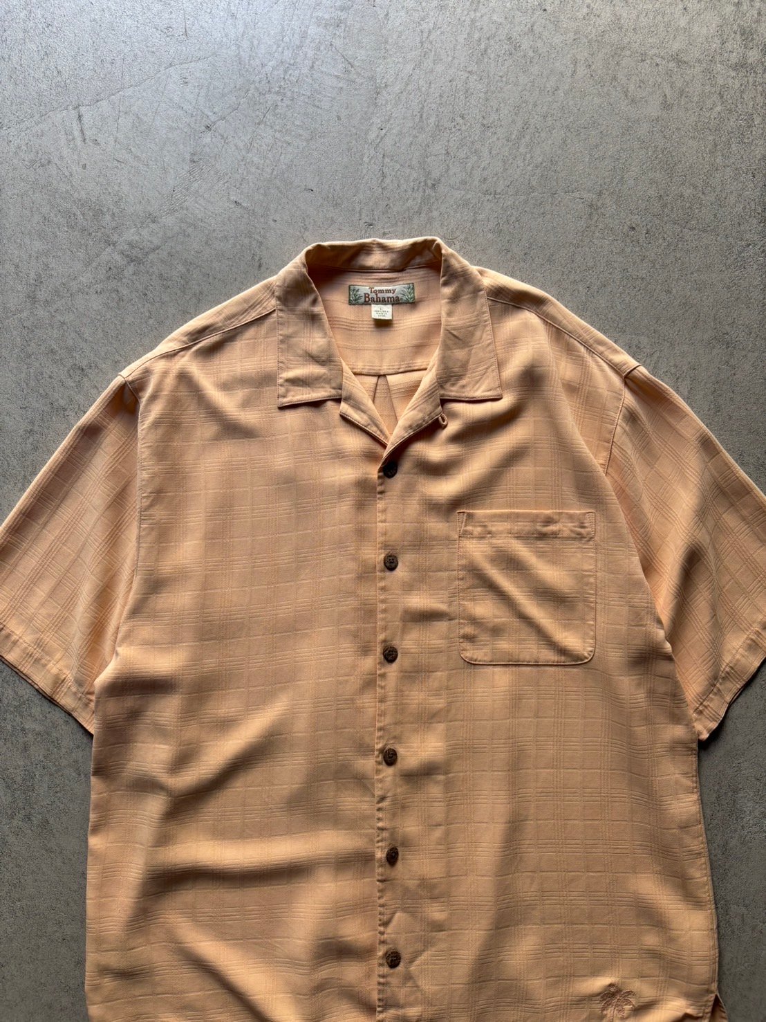 Tommy Bahama short-sleeved open-collar silk box shirt, men's size L silk black type Vintage Second Hand