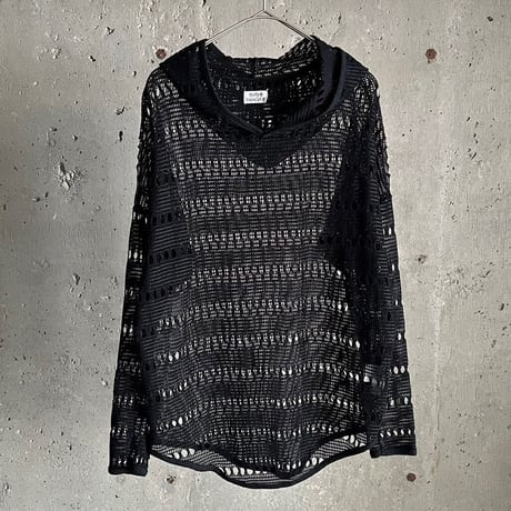 90s mesh design black hoodie