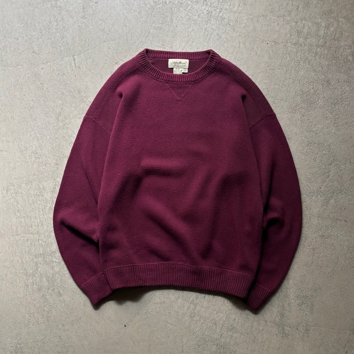 90s Eddie Bauer 畔編み コットンニット ボーダー グレー 赤 S 90s Eddie bauer cotton knit | sui & shara