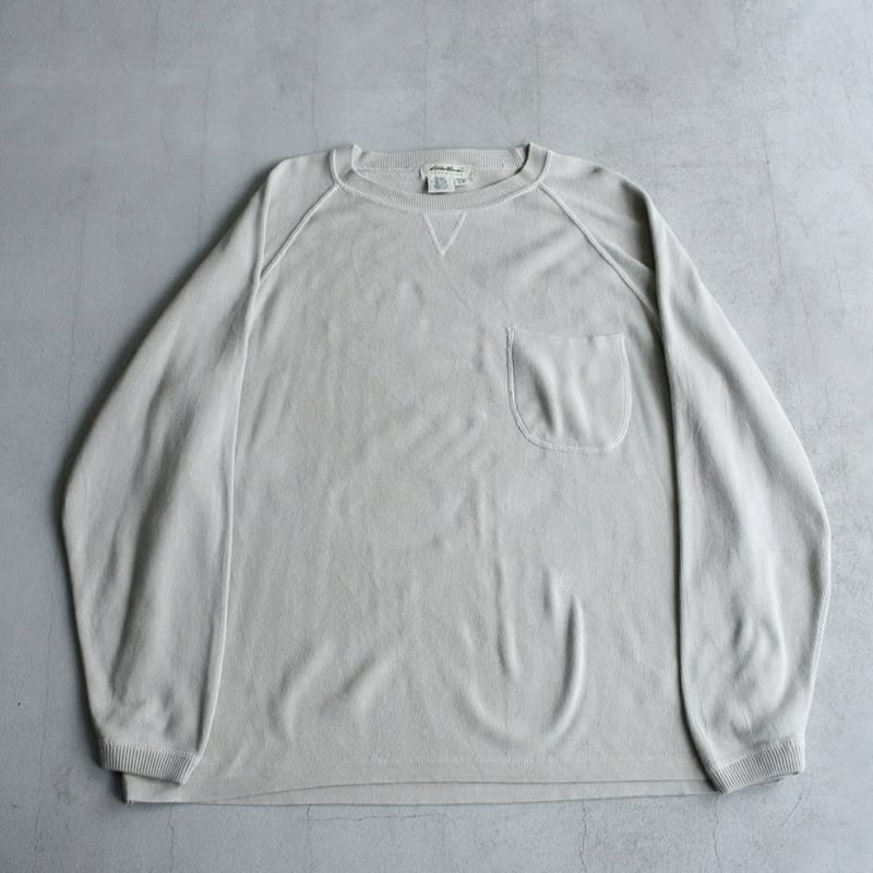90s~ Eddie bauer pocket design cotton knit swea