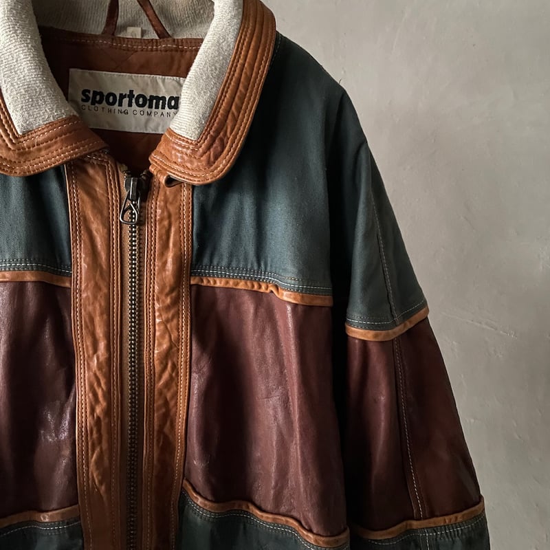 90s sportoma cotton×leather jacket | sui & shara