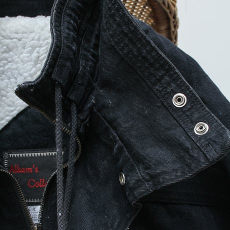 90s Layered front design denim jacket with boa liner