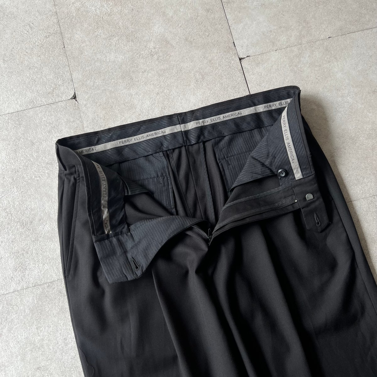 90s〜 Perry Ellis polyester×rayon 2tuck slacks |