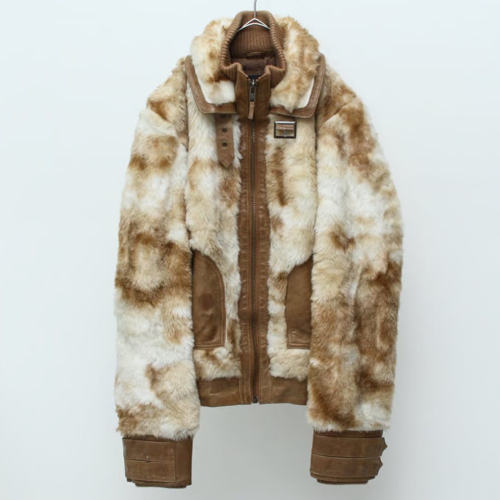 90s~ Leather/fur switching design jacket | sui