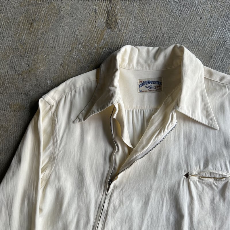 40s FUGHTMASTER zip design western rayon shirt