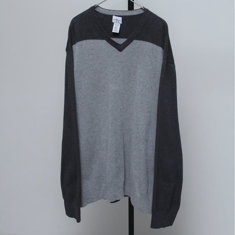 90s~ Calvin Klein jeans two-tone cotton knit sweater｜カルバンクライン