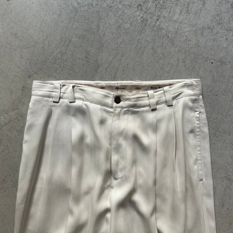90s  Bahama シルク 2タックスラックス ビンテージ usa 90s tommy bahama 2tuck silk slacks “white” | su