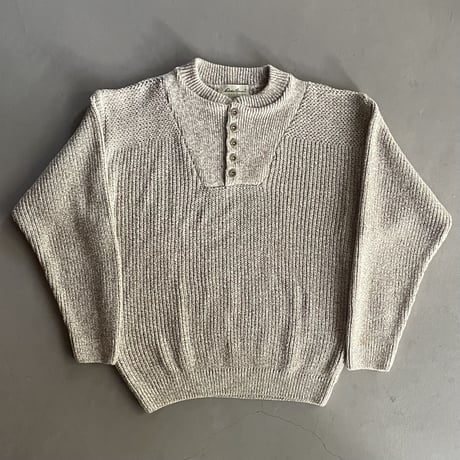 (古着)90s ashcreek ヘンリーネックサーマル　コットンニット 古着 90年代 USA製 ランズエンド LANDS'END コットンニット